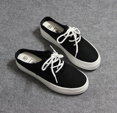 韓版休閑半拖帆布鞋女無后跟中學生女鞋小白鞋女套腳一腳蹬懶人鞋 賓如意帆布鞋型號【價格 圖片 品牌 報價】-蘇寧易購樸云服飾鞋帽專營店