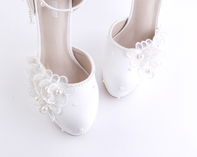 新款白色蕾絲珍珠超高跟新娘鞋紅色水晶流蘇圓頭婚鞋防水臺細(xì)跟女單鞋 岸森圓頭單鞋型號【價格 圖片 品牌 報價】-蘇寧易購富天興鞋帽服飾專營店