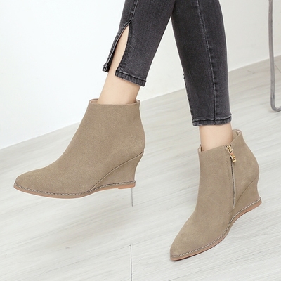 單靴子女秋秋短靴韓版平底坡跟及踝靴學(xué)生磨砂跟裸靴女 賓如意靴子型號【價格 圖片 品牌 報價】-蘇寧易購樸云服飾鞋帽專營店